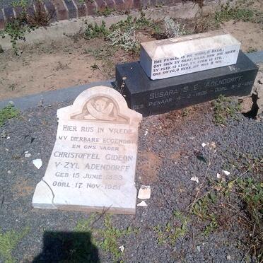 ADENDORFF Christoffel Gideon v. ZYL 1893-1951 &amp; Susara S.E. PIENAAR -1961