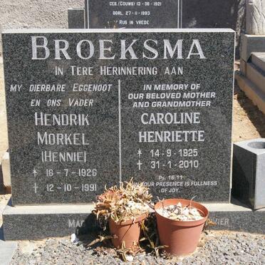 BROEKSMA Hendrik Morkel 1926-1991 &amp; Caroline Henriette 1925-2010