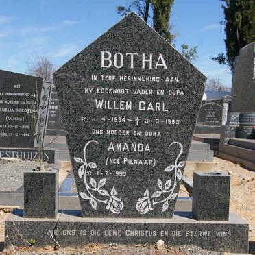 BOTHA Willem Carl 1934-1983 &amp; Amanda PIENAAR 1953-