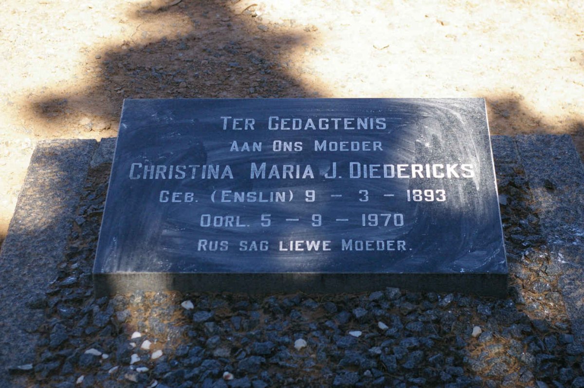 DIEDERICKS Christina Maria J. nee ENSLIN 1893-1970