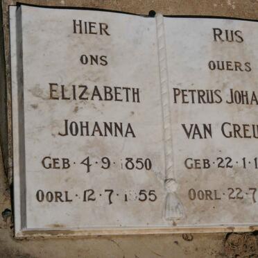 GREUNEN Petrus Johannes, van 1846-1940 &amp; Elizabeth Johanna 1850-1955