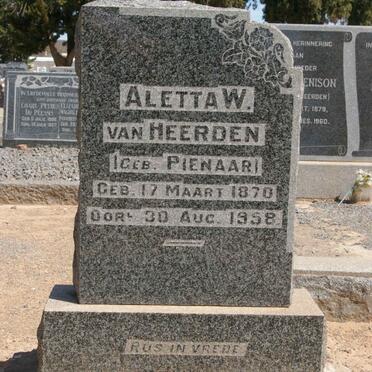 HEERDEN Aletta W, van nee PIENAAR 1870-1958