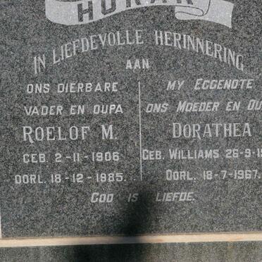HORAK Roelof M. 1906-1985 &amp; Dorathea WILLIAMS 1904-1967