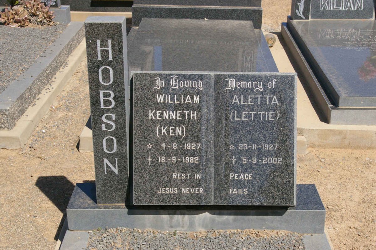 HOBSON William Kenneth 1927-1982 &amp; Aletta 1927-2002