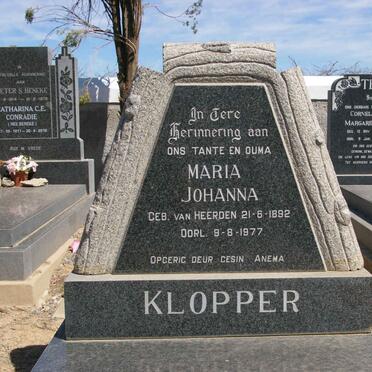 KLOPPER Maria Johanna nee VAN HEERDEN 1892-1977