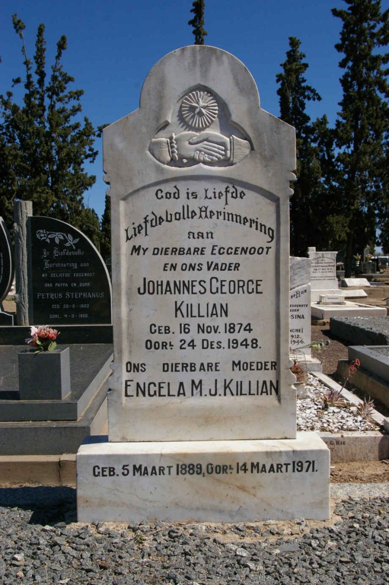 KILIAN Johannes George 1874-1948 &amp; Engela M.J. 1889-1971