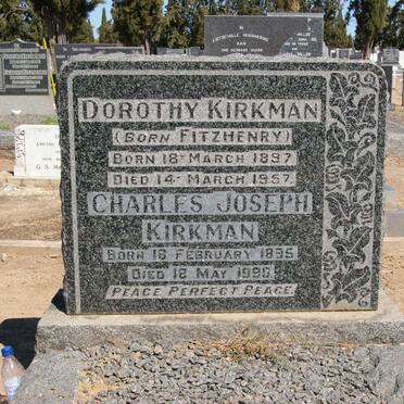 KIRKMAN Charles Joseph 1895-1990 &amp; Dorothy FITZHENRY 1897-1957