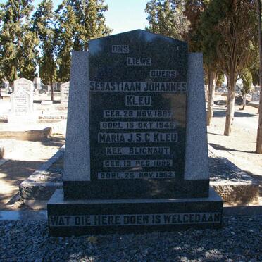 KLEU Sebastiaan Johannes 1887-1946 &amp; Maria J.S.C. BLIGNAUT 1895-1962