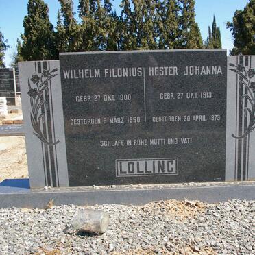 LOLLING Wilhelm Filonius 1900-1950 &amp; Hester Johanna 1913-1973