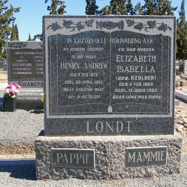 LONDT Henry Andrew 1872-1952 &amp; Elizabeth Isabella KEULDER 1889-1962