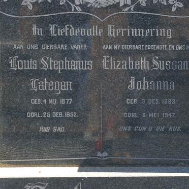 LATEGAN Louis Stephanus 1877-1952 &amp; Elizabeth Sussanna Johanna 1883-1947