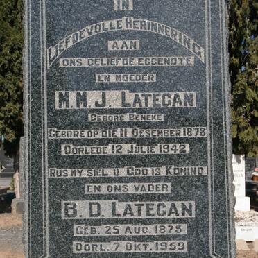 LATEGAN B.D. 1875-1959 &amp; M.M.J. BENEKE 1878-1942