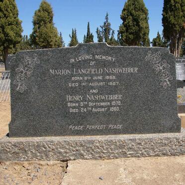 NASHWEBBER Henry 1879-1960 &amp; Marion LANGFIELD 1886-1957