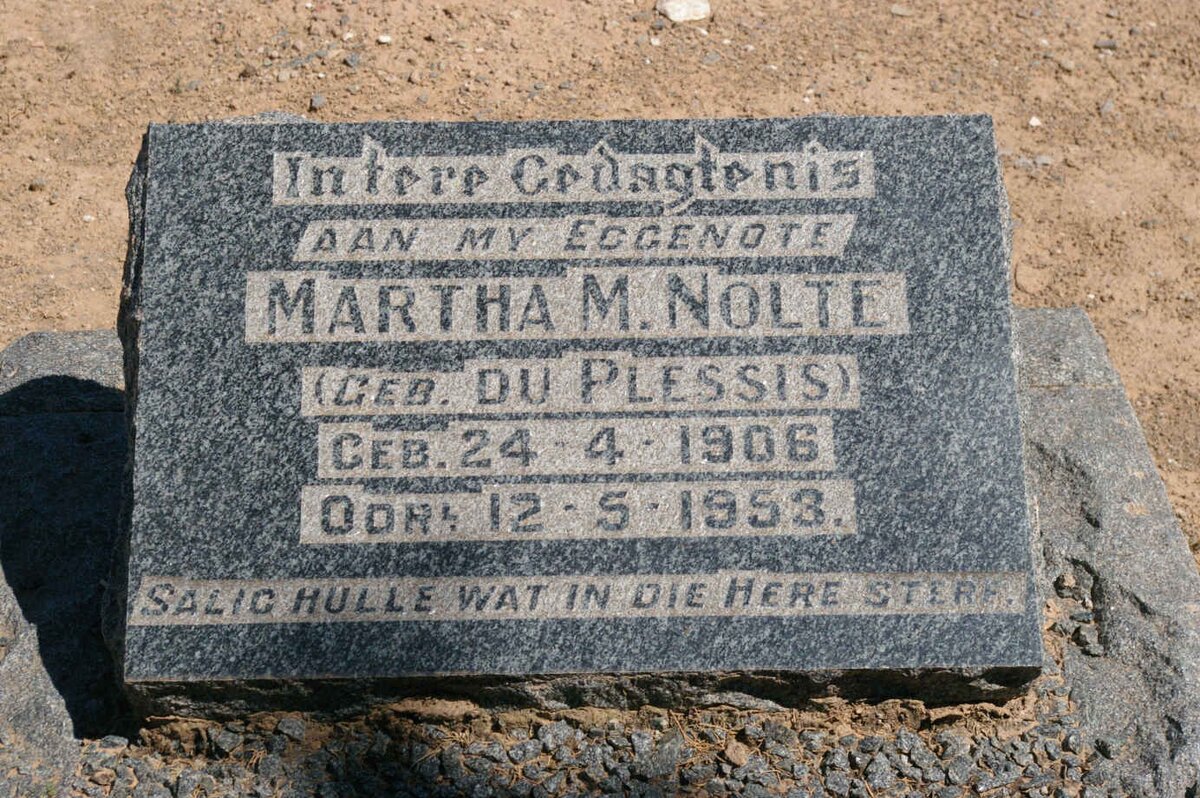 NOLTE Martha M. nee DU PLESSIS 1906-1953