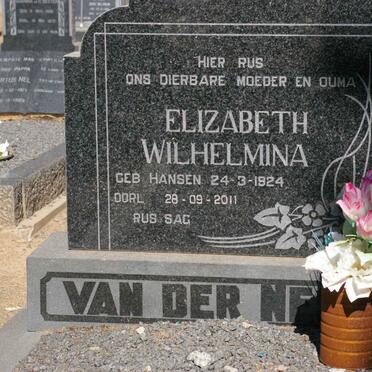 NEST Daniel Wilhelm, van der 1921-1967 &amp; Elizabeth Wilhelmina HANSEN 1924-2011