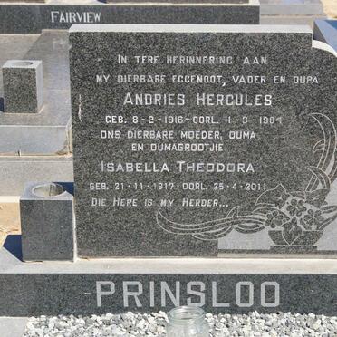 PRINSLOO Andries Hercules 1916-1984 &amp; Isabella Theodora 1917-2011