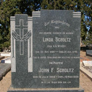 SCHOLTZ John F. 1896-1954 &amp; Linda V.D. VYVER 1896-1943