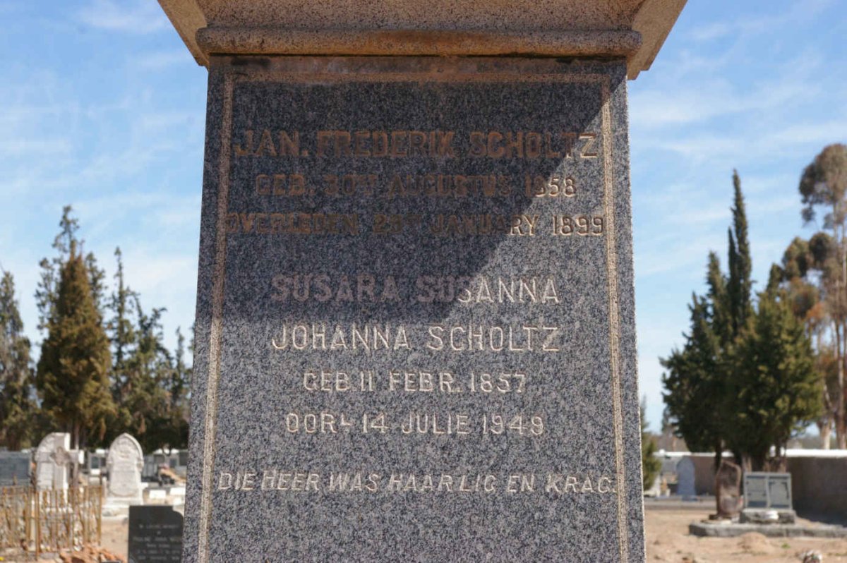 SCHOLTZ Jan Frederik 1858-1899 &amp; Susara Susanna Johanna 1857-1949