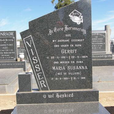 VISSER Gerrit 1891-1984 &amp; Maria Susanna DE VILLIERS 1901-1991