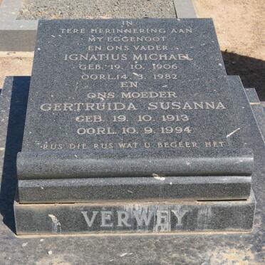VERWEY Ignatius Michael 1906-1982 &amp; Gertruida Susanna 1913-1994