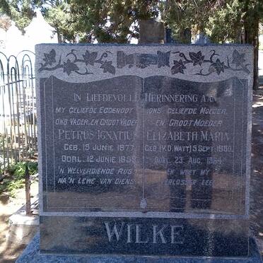 WILKE Petrus Ignatius 1877-1959 &amp; Elizabeth Maria V.D. WATT 1880-1964