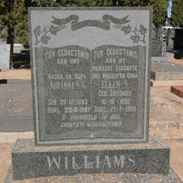 WILLIAMS Johannes G. 1893-1967 &amp; Ellen S. ERASMUS 1895-1966