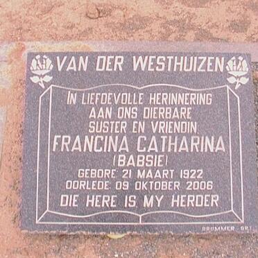 WESTHUIZEN Francina Catharina, van der 1922-2006