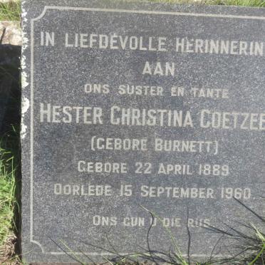 COETZEE Hester Christina nee BURNETT 1889-1960