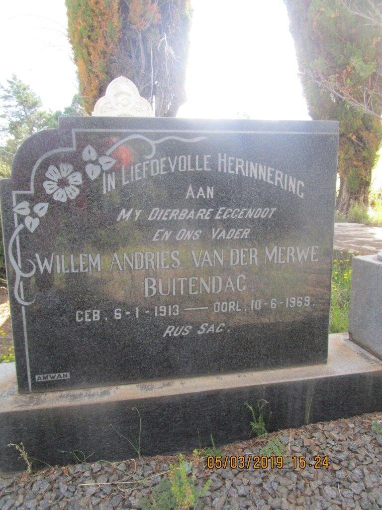 BUITENDAG Willem Andries Van Der Merwe 1913-1969 &amp; Cornelia Elizabeth YEATS 1912-2005
