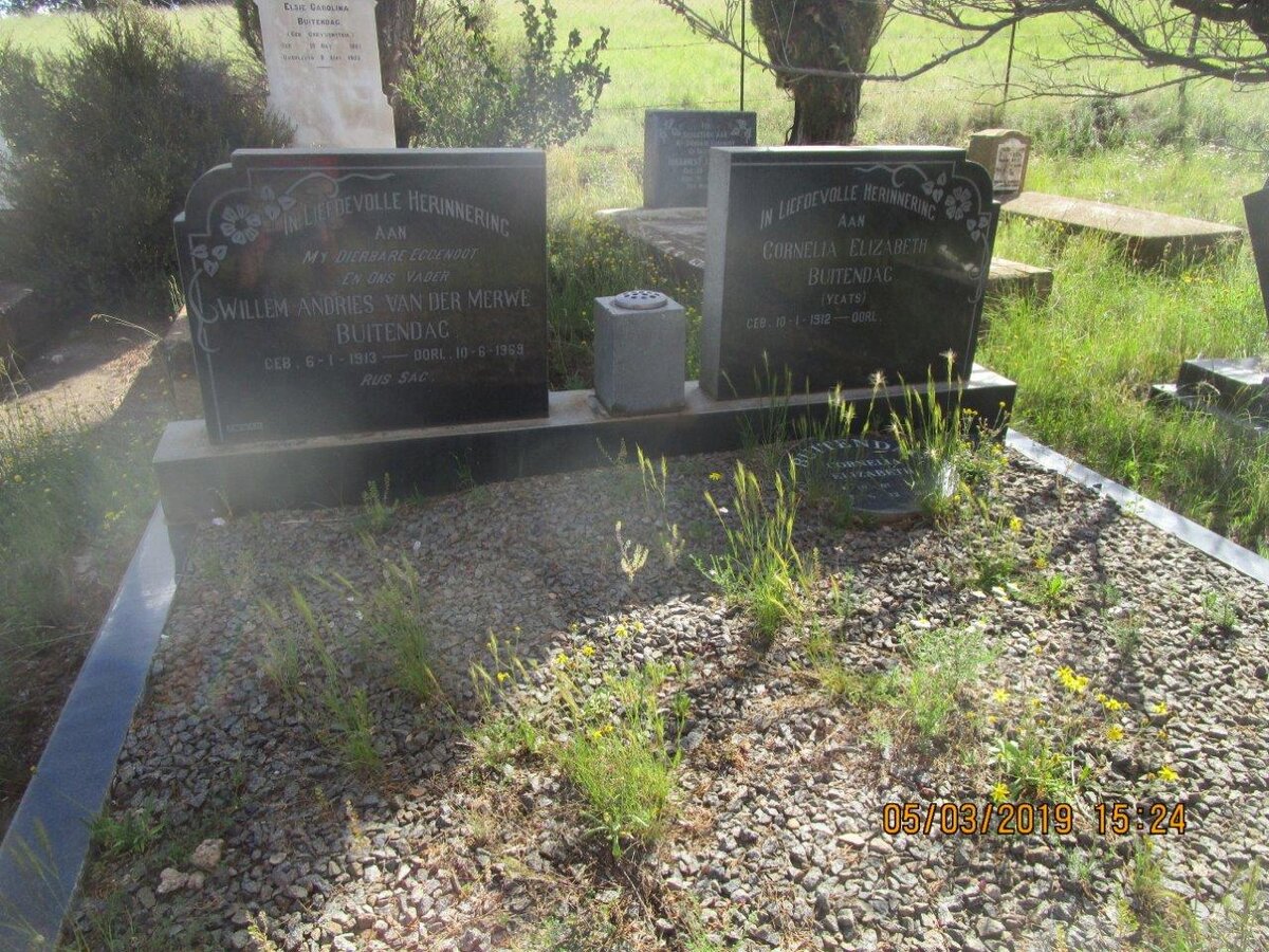 BUITENDAG Willem Andries Van Der Merwe 1913-1969 &amp; Cornelia Elizabeth YEATS 1912-2005