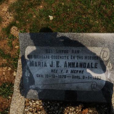 ANNANDALE Maria J.E. nee V.D. MERWE 1878-1952