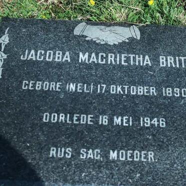 BRITS Jacoba Magrietha nee NEL 1890-1946
