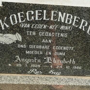 KOEGELENBERG Augusta Elizabeth voorheen VAN EEDEN nee WINK 1929-1986