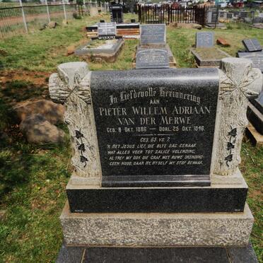MERWE Pieter Willem Adriaan, van der 1886-1946