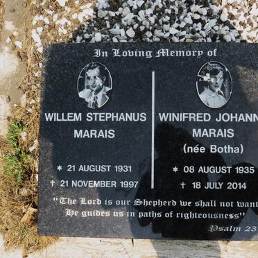 MARAIS Willem Stephanus 1931-1997 &amp; Winifred Johanna BOTHA 1935-2014