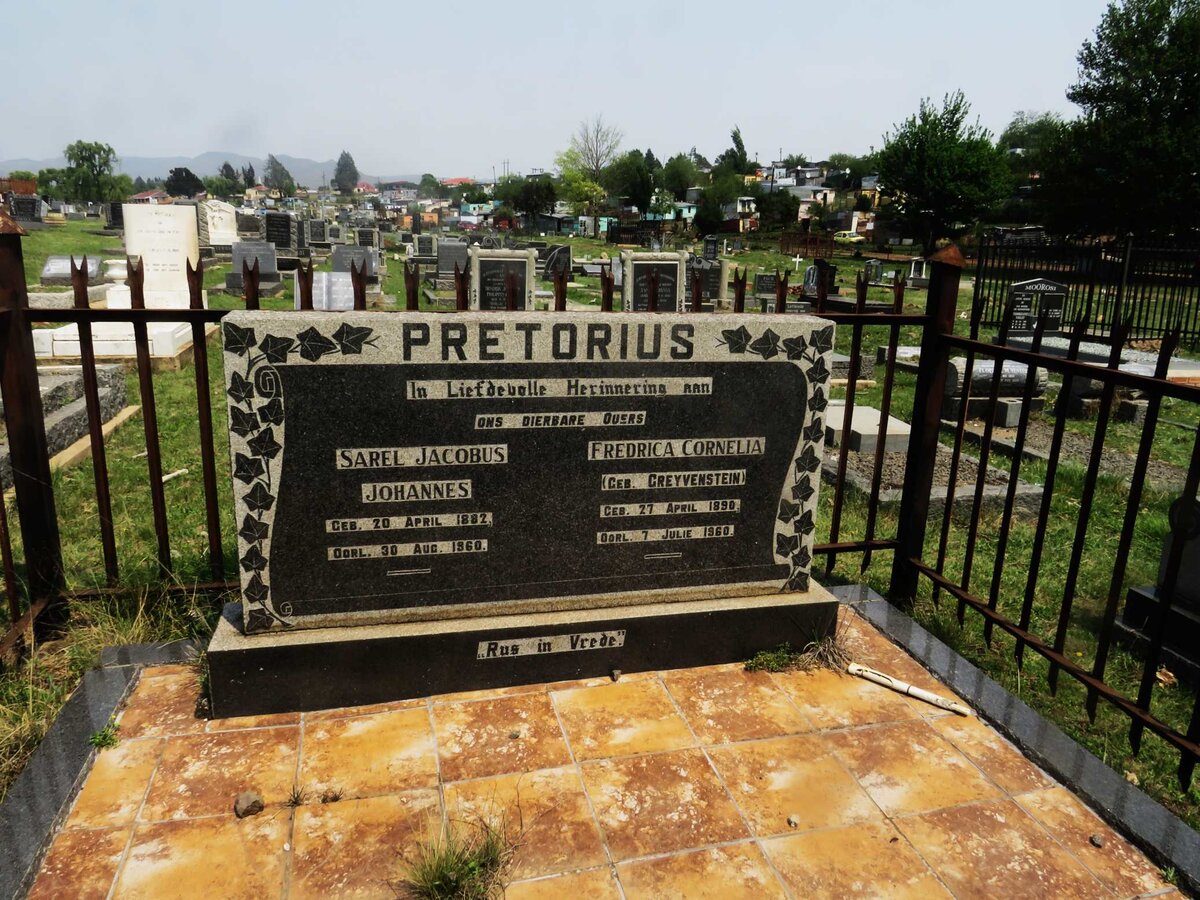 PRETORIUS Sarel Jacobus Johannes 1882-1960 &amp; Fredrica Cornelia GREYVENSTEIN 1890-1960