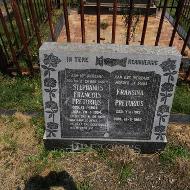 PRETORIUS Stephanus Francois 1904-1954 &amp; Fransina 1913-1985