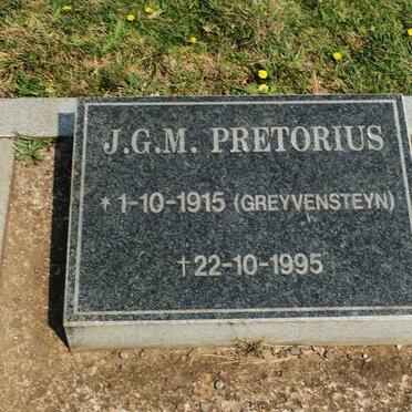 PRETORIUS J.G.M. nee GREYVENSTEYN 1915-1995