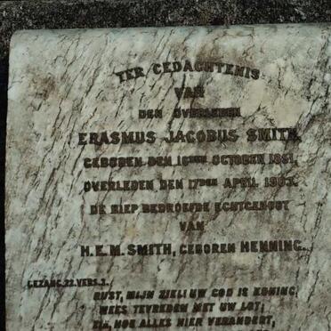 SMITH Erasmus Jacobus 1851-1903