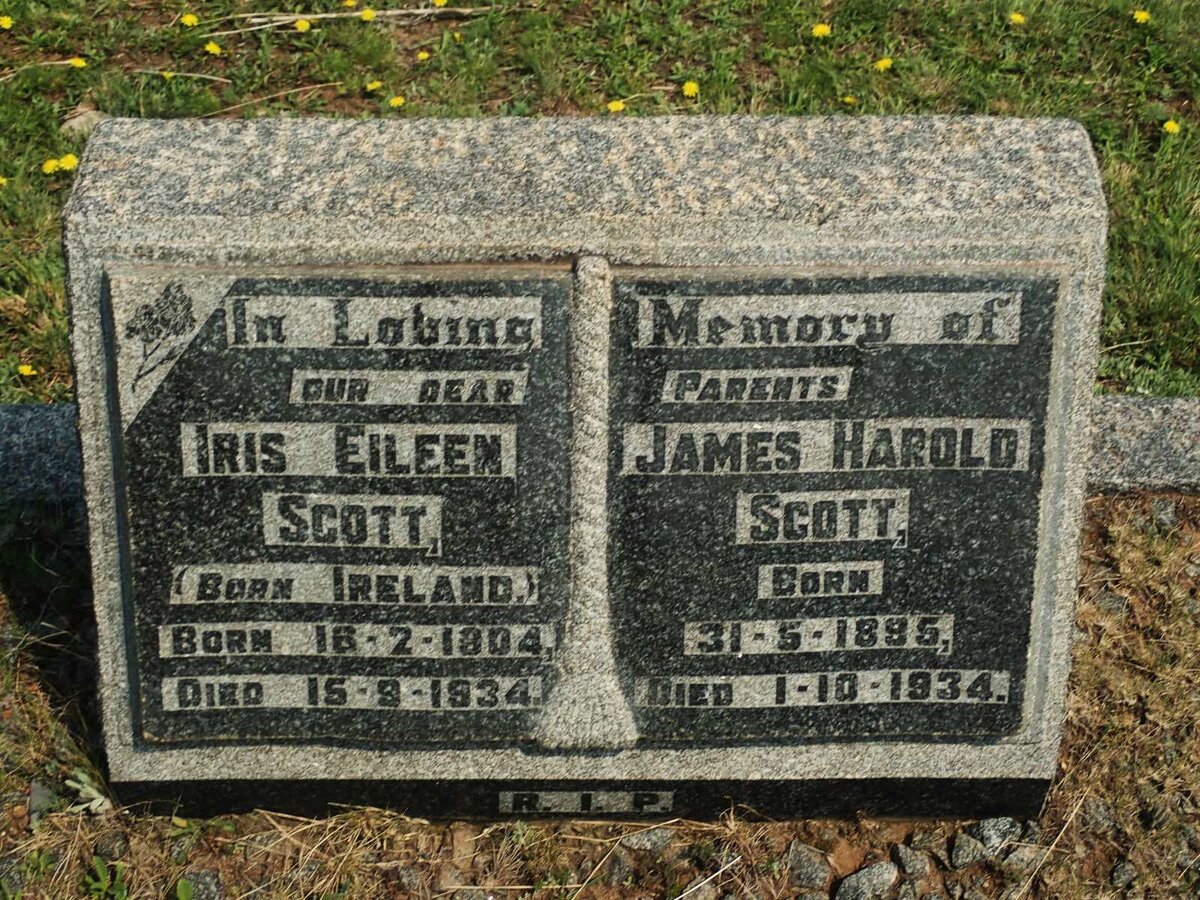 SCOTT James Harold 1895-1934 &amp; Iris Eileen IRELAND 1904-1934