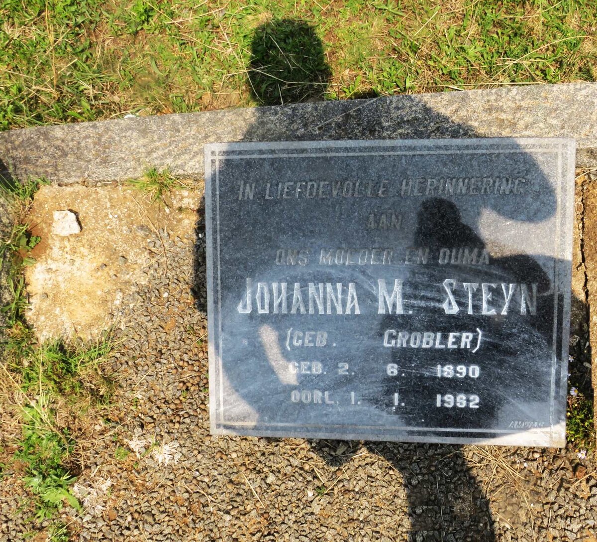 STEYN Johanna M. nee GROBLER 1890-1982