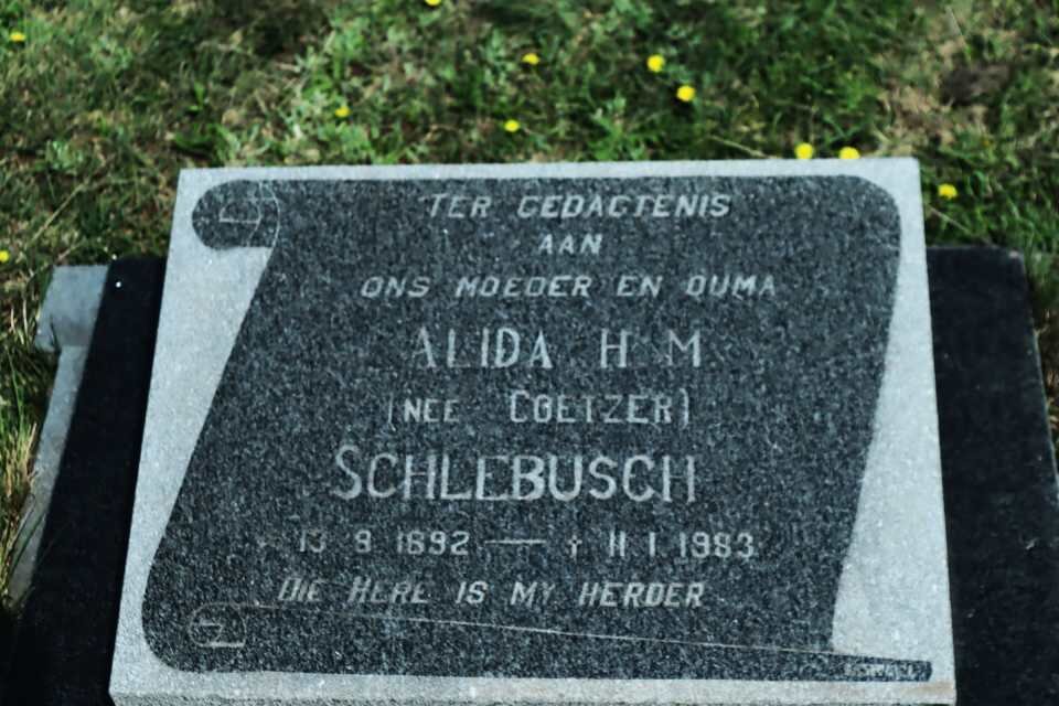 SCHLEBUSCH Alida H.M. nee COETZER 1892-1983