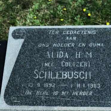 SCHLEBUSCH Alida H.M. nee COETZER 1892-1983