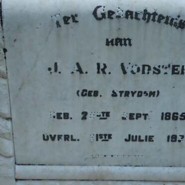 VORSTER J.A.R. nee STRYDOM 1865-19?5
