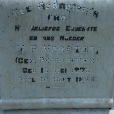 VORSTER M.P. nee POTGIETER 1872-1933