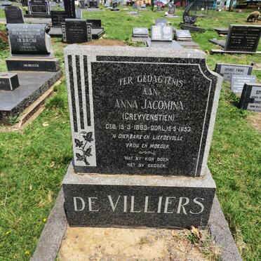 VILLIERS Anna Jacomina, de nee GREYVENSTIEN 1883-1953