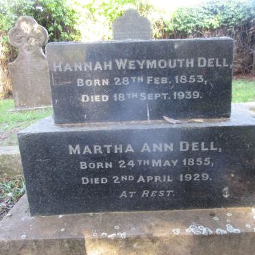 DELL Hannah Weymouth 1853-1939 :: DELL Martha Ann 1855-1929