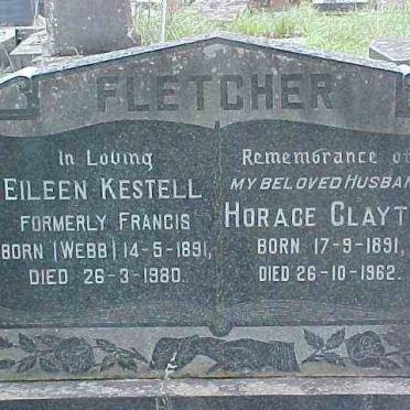 FLETCHER Horace Clayton 1891-1962 &amp; Eileen Kestell FRANCIS née WEBB 1891-1980