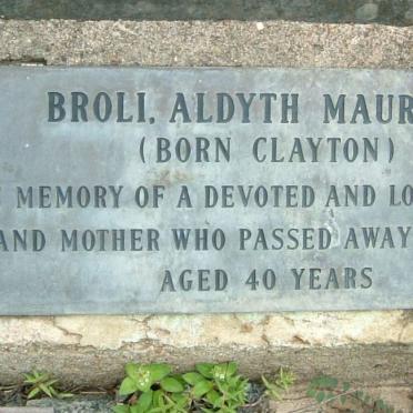 CLAYTON Maurice 1898-1969 &amp; Doris Ellaleen 1894-1951 :: BROLI Aldyth Maureen nee CLAYTON -1968