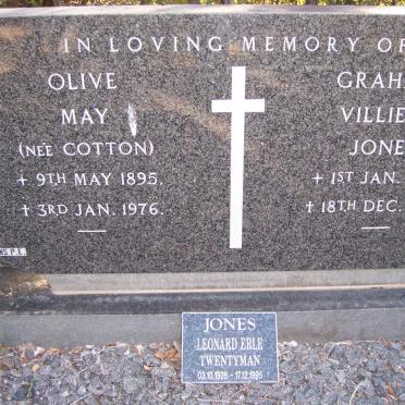 JONES Graham William 1889-1973 &amp; Olive May COTTON 1895-1976 :: JONES Leonard Erle Twentyman 1926-1995